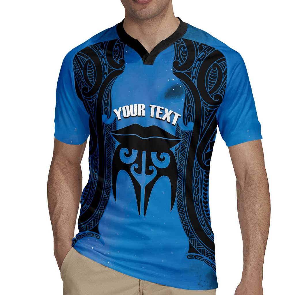 Personalised Moko Kauae New Zealand Rugby Jersey Maori Chin Tattoo Blue - Aussie Hoodie