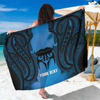 Personalised Moko Kauae New Zealand Sarong Maori Chin Tattoo Blue - Aussie Hoodie