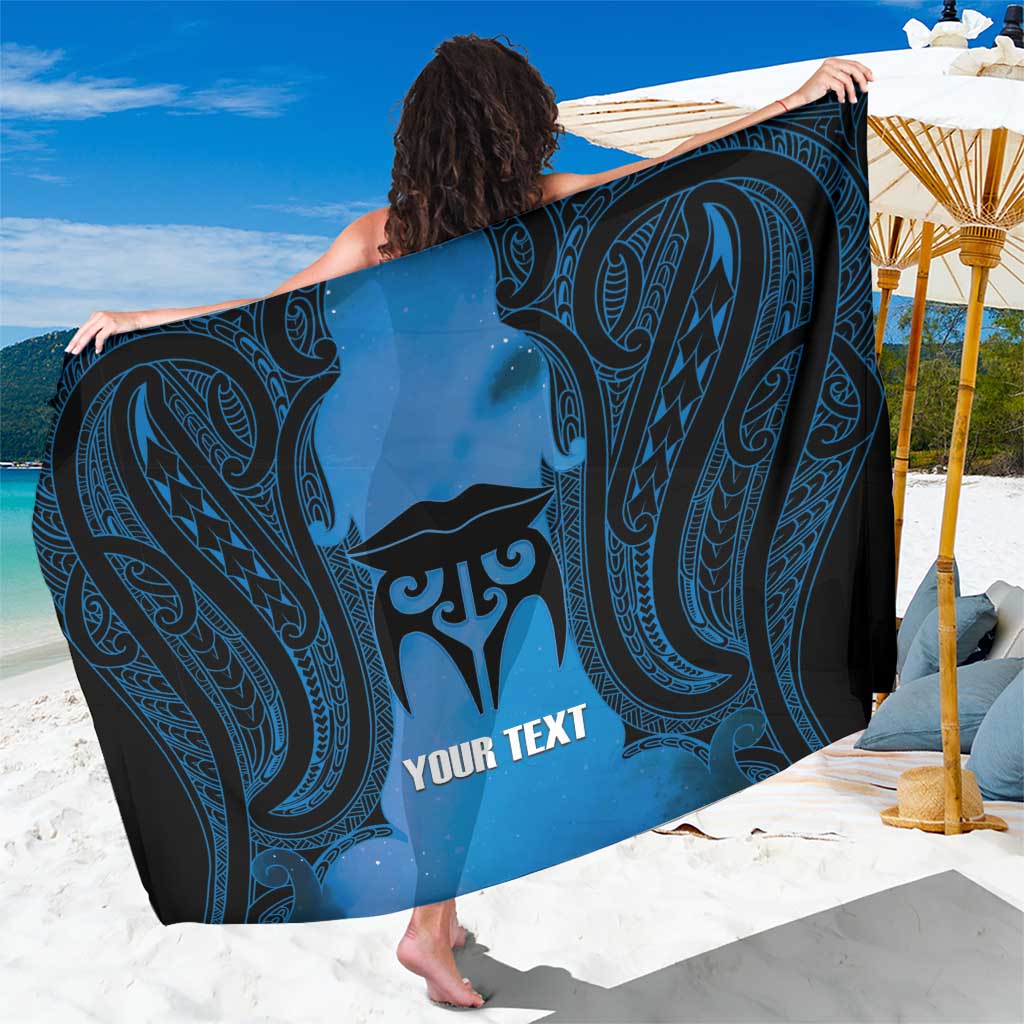 Personalised Moko Kauae New Zealand Sarong Maori Chin Tattoo Blue - Aussie Hoodie