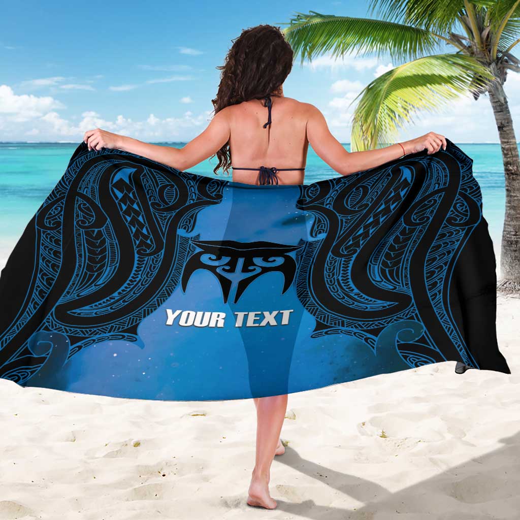 Personalised Moko Kauae New Zealand Sarong Maori Chin Tattoo Blue - Aussie Hoodie