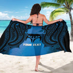 Personalised Moko Kauae New Zealand Sarong Maori Chin Tattoo Blue - Aussie Hoodie