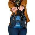 Personalised Moko Kauae New Zealand Shoulder Handbag Maori Chin Tattoo Blue - Aussie Hoodie