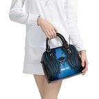 Personalised Moko Kauae New Zealand Shoulder Handbag Maori Chin Tattoo Blue - Aussie Hoodie