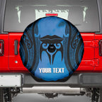 Personalised Moko Kauae New Zealand Spare Tire Cover Maori Chin Tattoo Blue - Aussie Hoodie