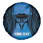 Personalised Moko Kauae New Zealand Spare Tire Cover Maori Chin Tattoo Blue - Aussie Hoodie