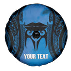 Personalised Moko Kauae New Zealand Spare Tire Cover Maori Chin Tattoo Blue - Aussie Hoodie