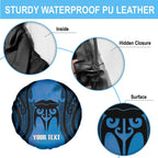 Personalised Moko Kauae New Zealand Spare Tire Cover Maori Chin Tattoo Blue - Aussie Hoodie