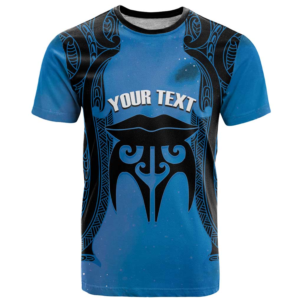 Personalised Moko Kauae New Zealand T Shirt Maori Chin Tattoo Blue - Aussie Hoodie