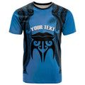 Personalised Moko Kauae New Zealand T Shirt Maori Chin Tattoo Blue - Aussie Hoodie