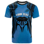 Personalised Moko Kauae New Zealand T Shirt Maori Chin Tattoo Blue - Aussie Hoodie