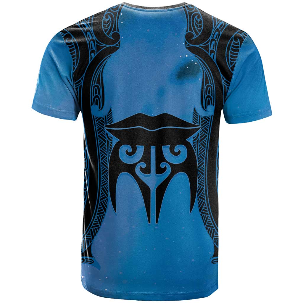 Personalised Moko Kauae New Zealand T Shirt Maori Chin Tattoo Blue - Aussie Hoodie