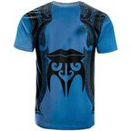 Personalised Moko Kauae New Zealand T Shirt Maori Chin Tattoo Blue - Aussie Hoodie
