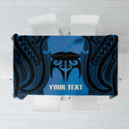Personalised Moko Kauae New Zealand Tablecloth Maori Chin Tattoo Blue - Aussie Hoodie