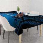 Personalised Moko Kauae New Zealand Tablecloth Maori Chin Tattoo Blue - Aussie Hoodie