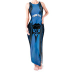 Personalised Moko Kauae New Zealand Tank Maxi Dress Maori Chin Tattoo Blue - Aussie Hoodie