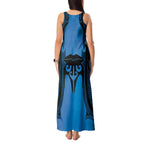 Personalised Moko Kauae New Zealand Tank Maxi Dress Maori Chin Tattoo Blue - Aussie Hoodie