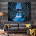 Personalised Moko Kauae New Zealand Tapestry Maori Chin Tattoo Blue - Aussie Hoodie