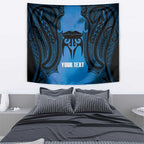 Personalised Moko Kauae New Zealand Tapestry Maori Chin Tattoo Blue - Aussie Hoodie