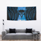 Personalised Moko Kauae New Zealand Tapestry Maori Chin Tattoo Blue - Aussie Hoodie