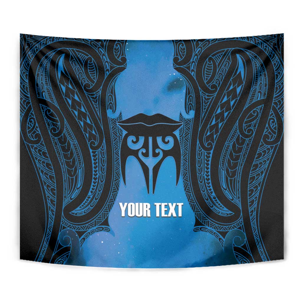 Personalised Moko Kauae New Zealand Tapestry Maori Chin Tattoo Blue - Aussie Hoodie