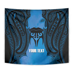 Personalised Moko Kauae New Zealand Tapestry Maori Chin Tattoo Blue - Aussie Hoodie