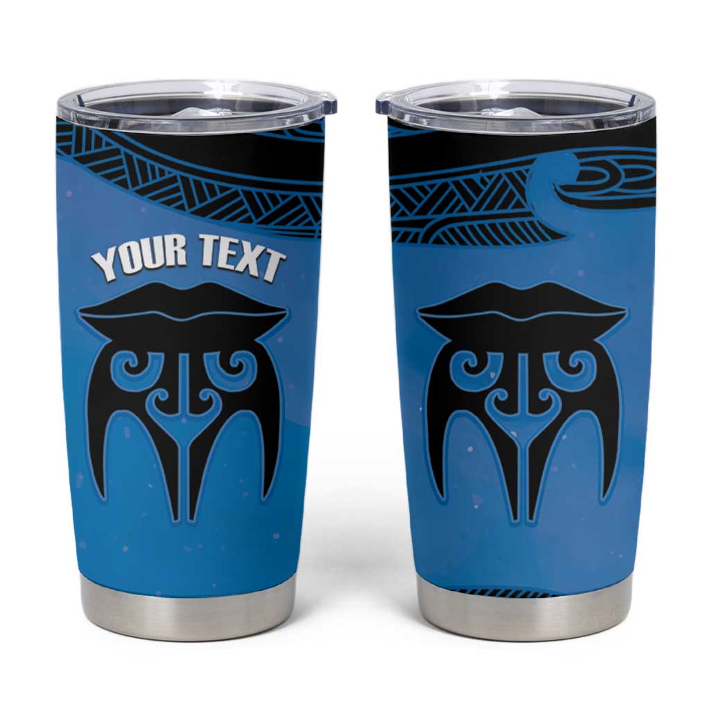 Personalised Moko Kauae New Zealand Tumbler Cup Maori Chin Tattoo Blue - Aussie Hoodie