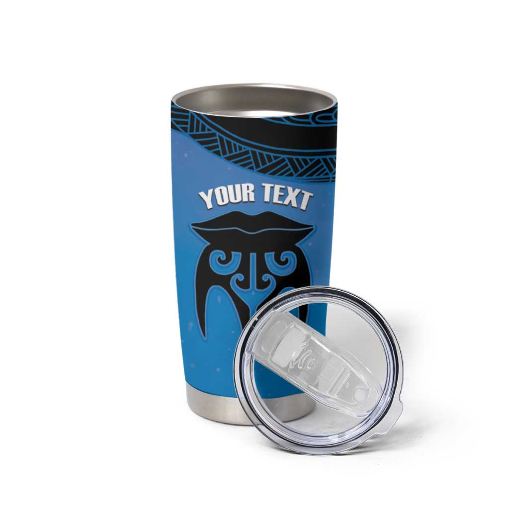 Personalised Moko Kauae New Zealand Tumbler Cup Maori Chin Tattoo Blue - Aussie Hoodie