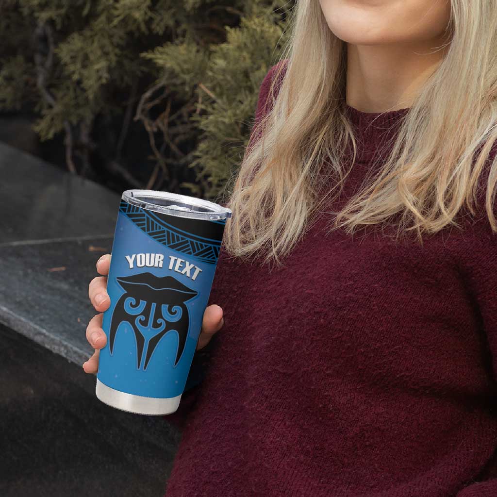 Personalised Moko Kauae New Zealand Tumbler Cup Maori Chin Tattoo Blue - Aussie Hoodie