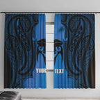 Personalised Moko Kauae New Zealand Window Curtain Maori Chin Tattoo Blue - Aussie Hoodie