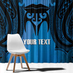 Personalised Moko Kauae New Zealand Window Curtain Maori Chin Tattoo Blue - Aussie Hoodie