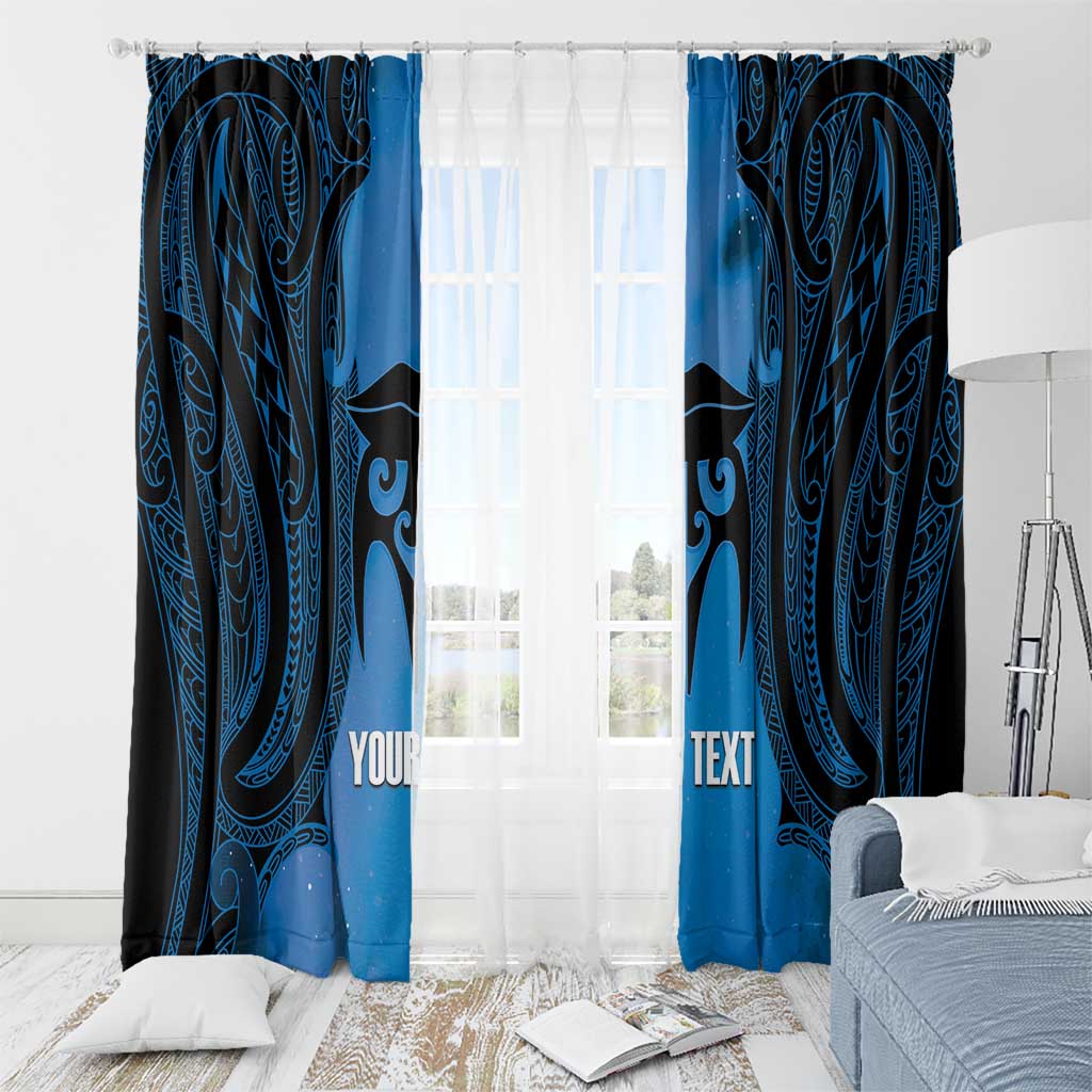 Personalised Moko Kauae New Zealand Window Curtain Maori Chin Tattoo Blue - Aussie Hoodie
