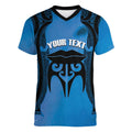 Personalised Moko Kauae New Zealand Women V-Neck T-Shirt Maori Chin Tattoo Blue - Aussie Hoodie