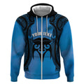 Personalised Moko Kauae New Zealand Zip Hoodie Maori Chin Tattoo Blue - Aussie Hoodie