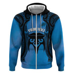 Personalised Moko Kauae New Zealand Zip Hoodie Maori Chin Tattoo Blue - Aussie Hoodie
