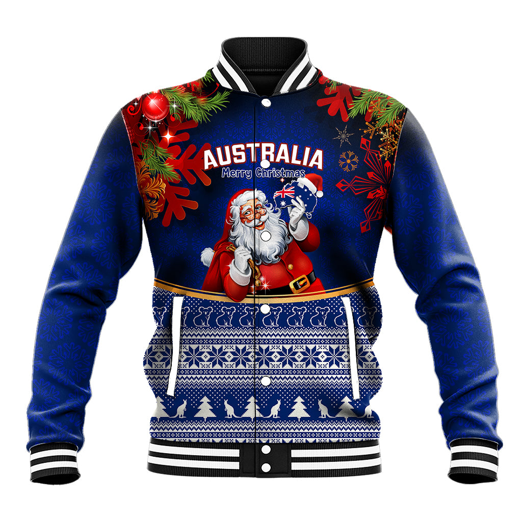 personalised-christmas-in-july-baseball-jacket-happy-santa-claus-with-australia-map-blue-style