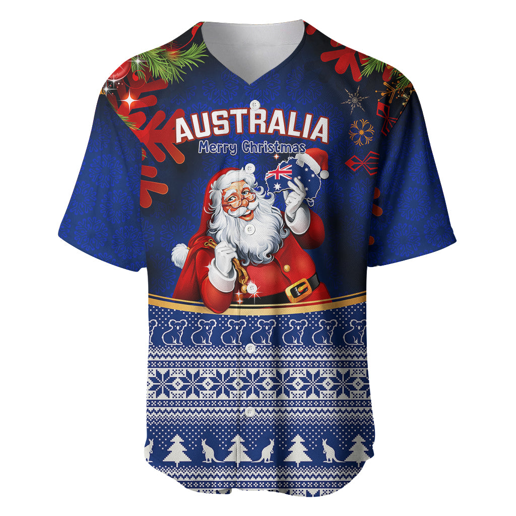 personalised-christmas-in-july-baseball-jersey-happy-santa-claus-with-australia-map-blue-style