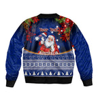 personalised-christmas-in-july-bomber-jacket-happy-santa-claus-with-australia-map-blue-style