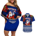 personalised-christmas-in-july-couples-matching-off-shoulder-short-dress-and-hawaiian-shirt-happy-santa-claus-with-australia-map-blue-style