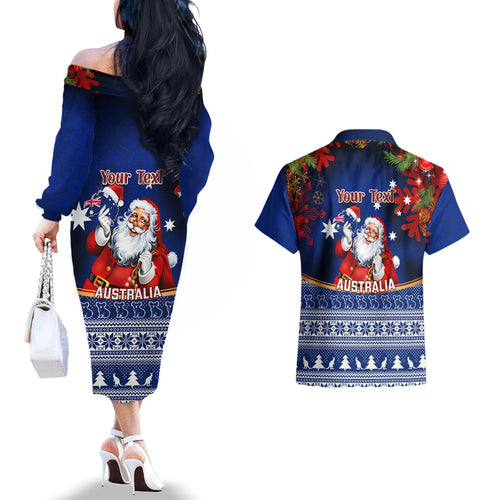 personalised-christmas-in-july-couples-matching-off-the-shoulder-long-sleeve-dress-and-hawaiian-shirt-happy-santa-claus-with-australia-map-blue-style