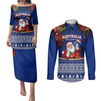 personalised-christmas-in-july-couples-matching-puletasi-dress-and-long-sleeve-button-shirts-happy-santa-claus-with-australia-map-blue-style