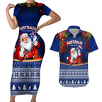 personalised-christmas-in-july-couples-matching-short-sleeve-bodycon-dress-and-hawaiian-shirt-happy-santa-claus-with-australia-map-blue-style