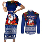 personalised-christmas-in-july-couples-matching-short-sleeve-bodycon-dress-and-long-sleeve-button-shirts-happy-santa-claus-with-australia-map-blue-style