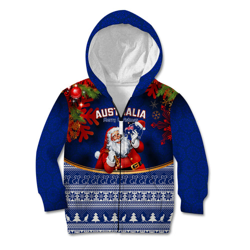 personalised-christmas-in-july-kid-hoodie-happy-santa-claus-with-australia-map-blue-style