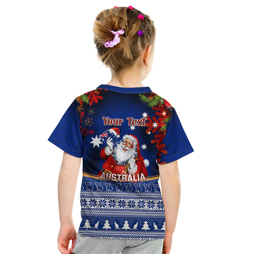 personalised-christmas-in-july-kid-t-shirt-happy-santa-claus-with-australia-map-blue-style