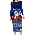 personalised-christmas-in-july-long-sleeve-bodycon-dress-happy-santa-claus-with-australia-map-blue-style