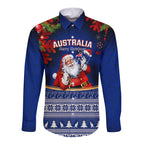 personalised-christmas-in-july-long-sleeve-button-shirt-happy-santa-claus-with-australia-map-blue-style