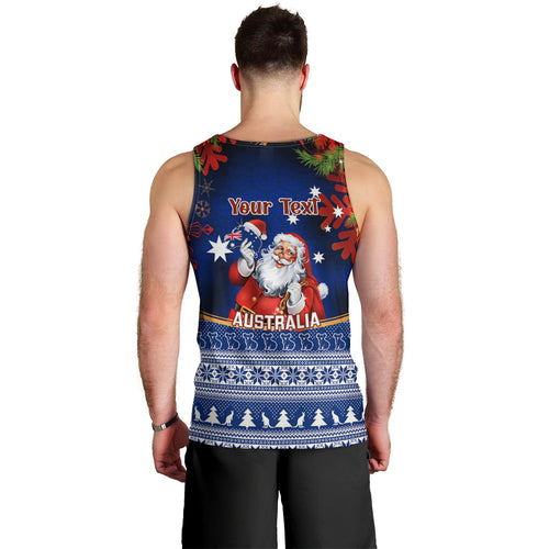 personalised-christmas-in-july-men-tank-top-happy-santa-claus-with-australia-map-blue-style