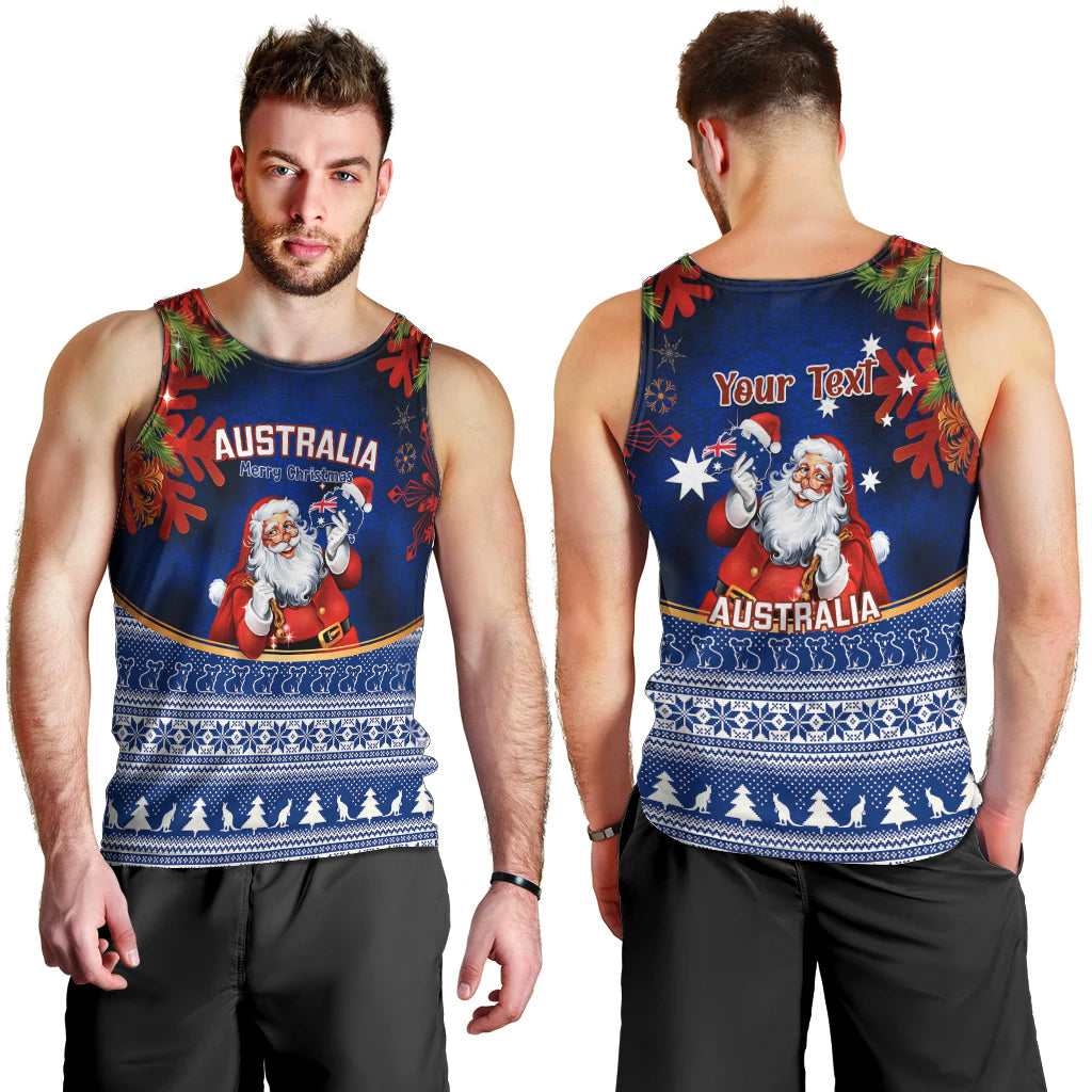 personalised-christmas-in-july-men-tank-top-happy-santa-claus-with-australia-map-blue-style