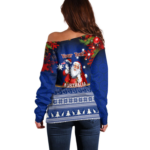 personalised-christmas-in-july-off-shoulder-sweater-happy-santa-claus-with-australia-map-blue-style