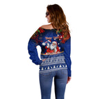 personalised-christmas-in-july-off-shoulder-sweater-happy-santa-claus-with-australia-map-blue-style